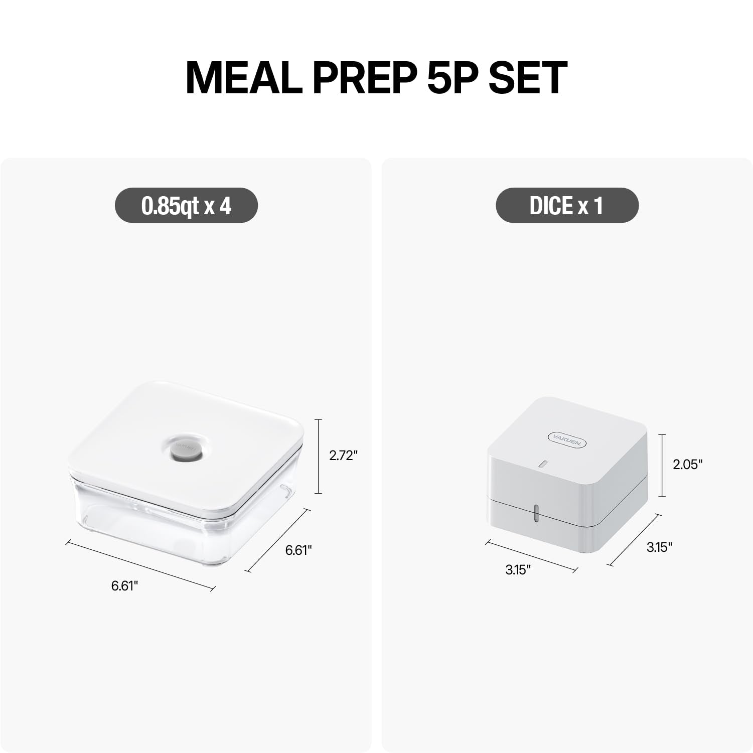 Premium Airtight Food Storage Container. Meal Prep 0.85qt 5pc (5 Count)
