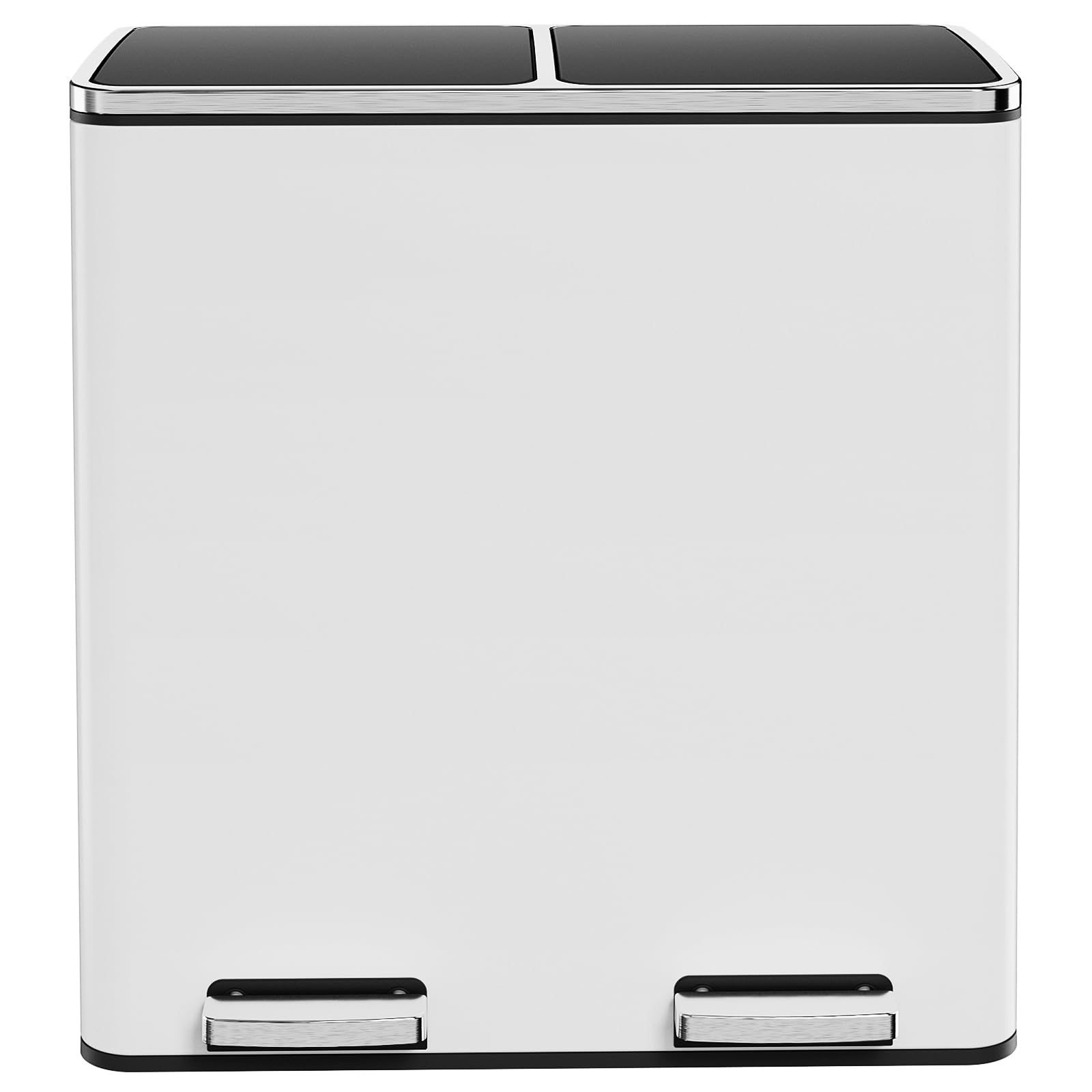 60L(16 Gal) Dual Trash Can, Stainless Steel Kitchen Garbage Can