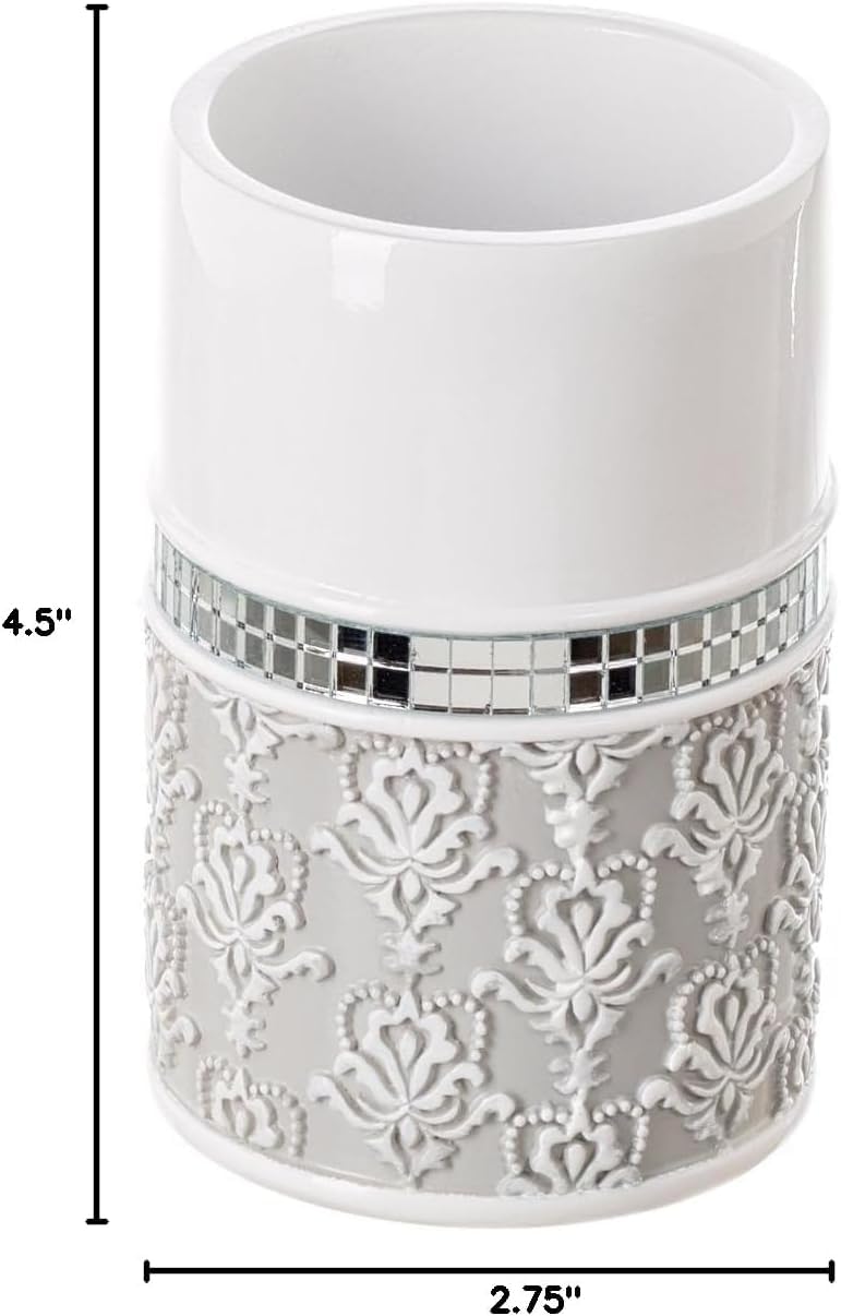 Mirror Damask Toothbrush and Toothpaste Holder