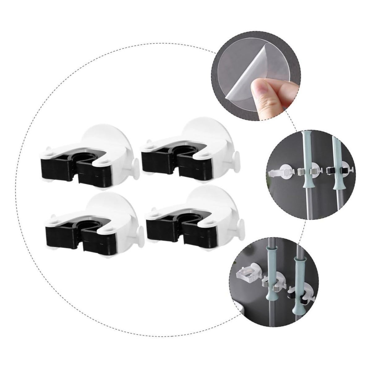 4pcs Wall Mounted Mop Holder Broom Hanger Mop Clip for Easy Installation Multi
