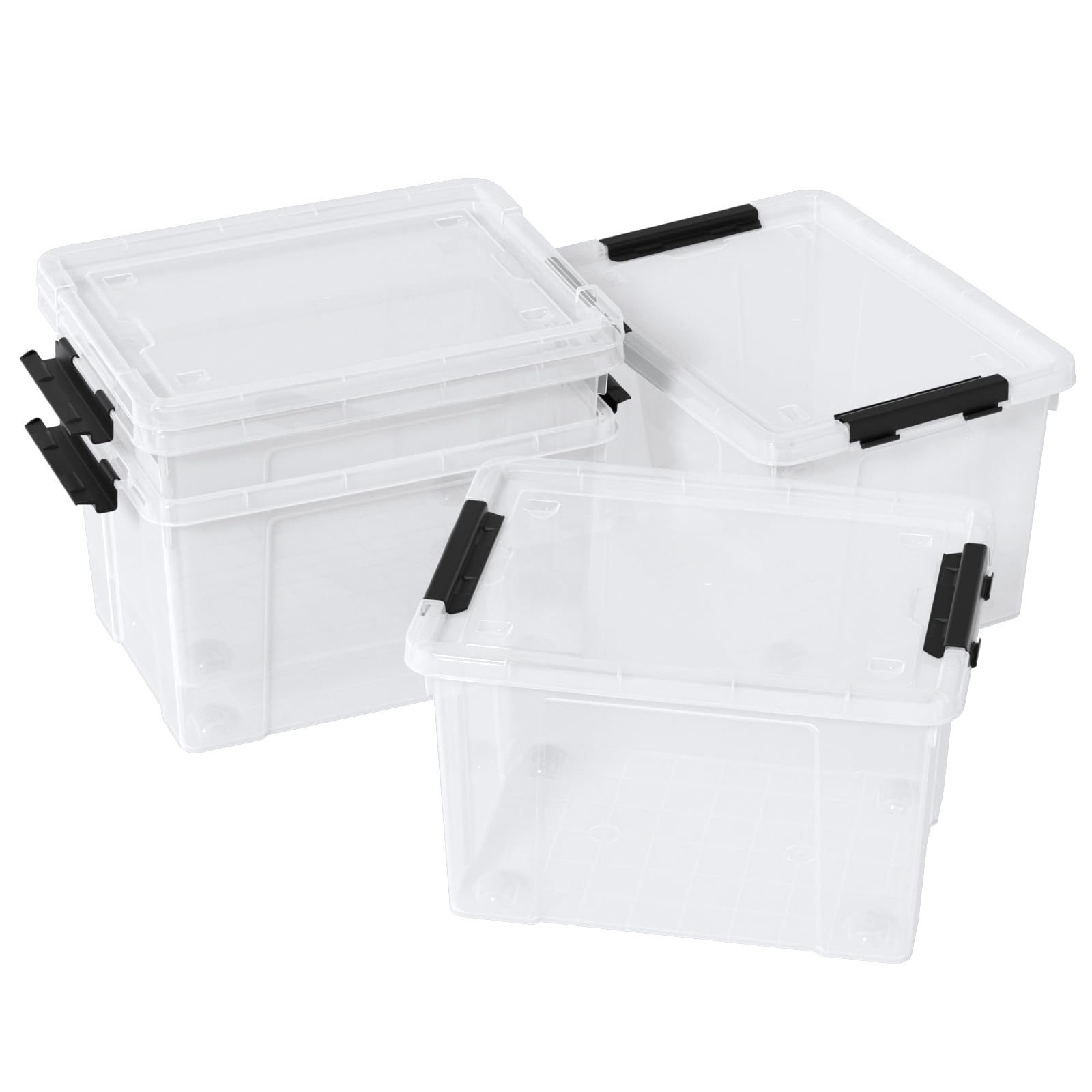 4 Pack 35 Qt Latching Storage Box with Wheels (4 Count)