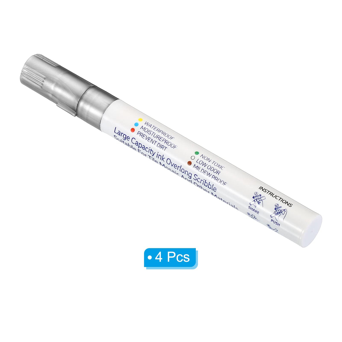 Grout Pen 4 Pack Silver Tile Marker Waterproof Grout Sealer Pen Tile Repair Pens Paint Pens for Wall Floor Bathroom Kitchen Refresh (4 Count)