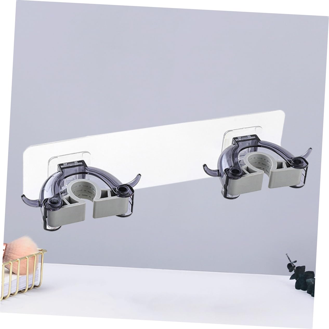 Plastic Mop Clip Double Buckles Broom Hanger Mop Hook Seamless Design Home Kitchen