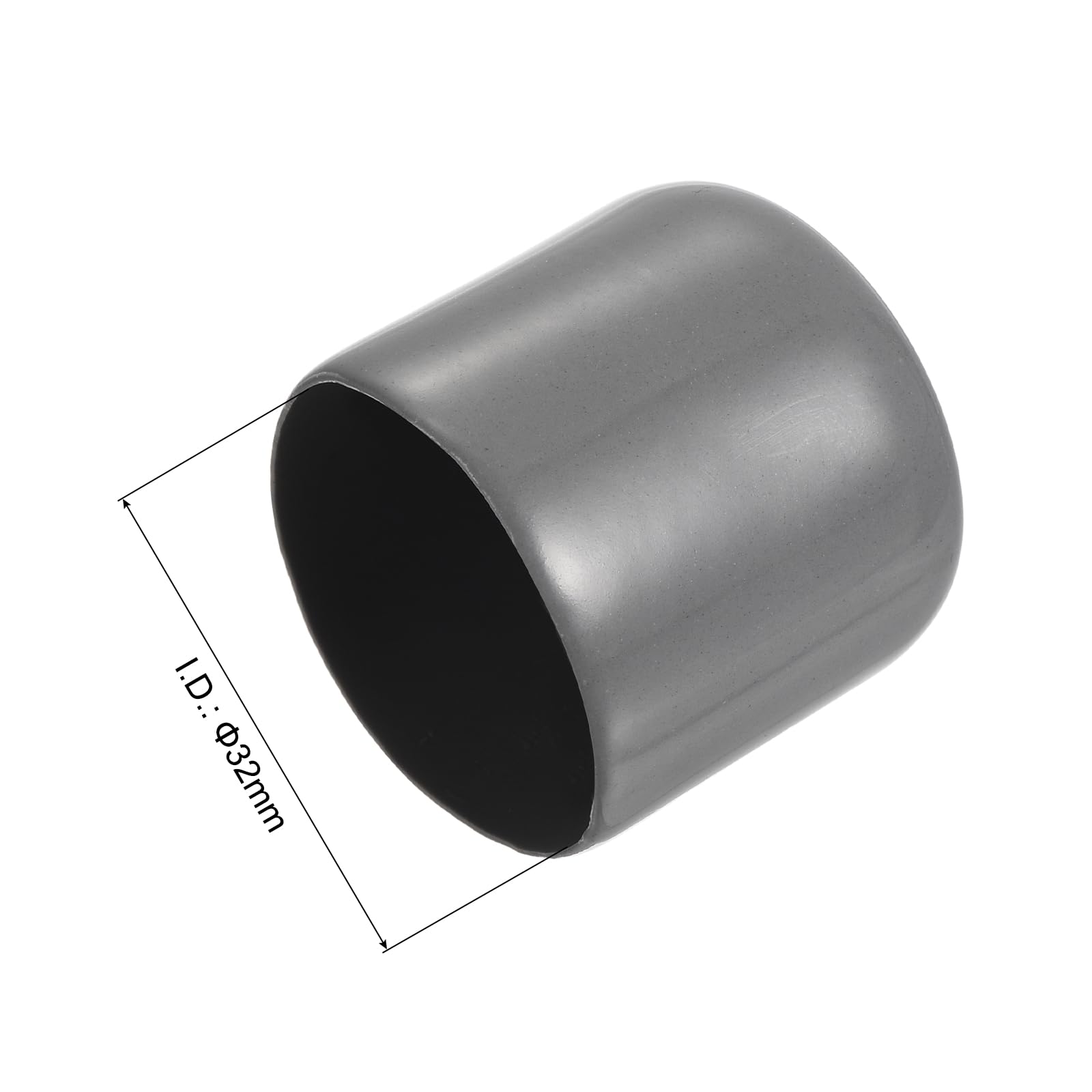 20pcs Rubber End Caps 32mm ID Vinyl Cap Cover Screw Protectors Dark Grey