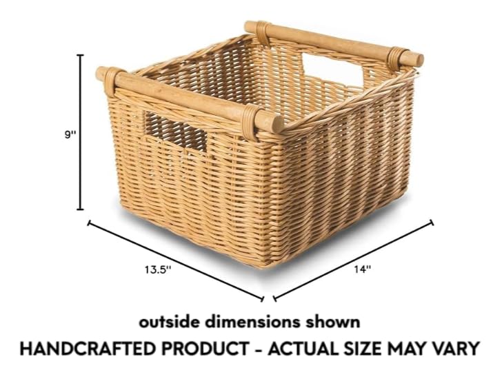 Deep Pole Handle Wicker Storage Basket