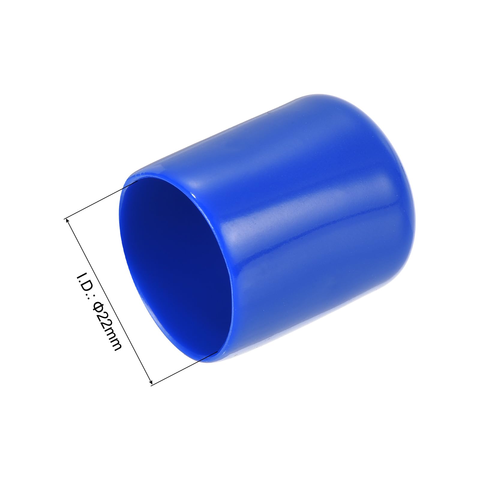 20pcs Rubber End Caps 22mm ID Vinyl Round Tube Bolt Cap Cover Screw Thread Protectors Blue