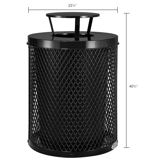 Outdoor Diamond Steel Trash Can with Rain Bonnet Lid