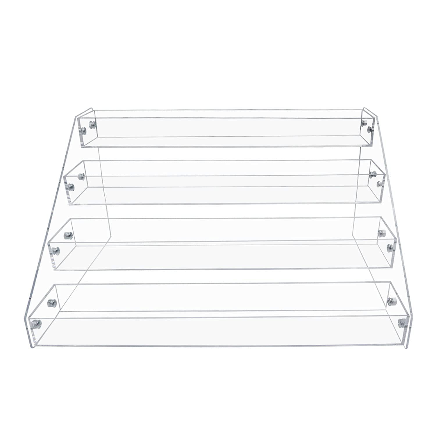 4 Tier Clear Acrylic Spice Rack Organizer for Cabinet Countertop