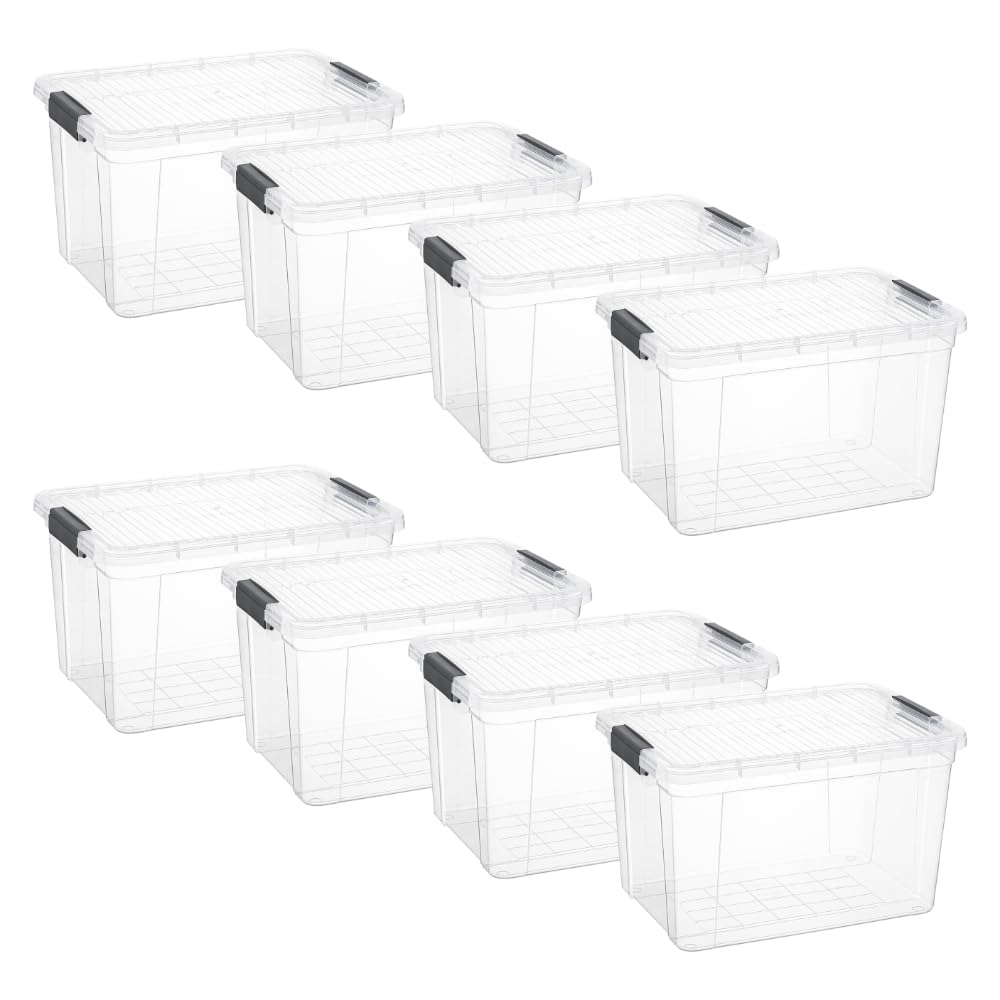 14.7 Quart Clear Plastic Storage Boxes with Lids (8 Count)