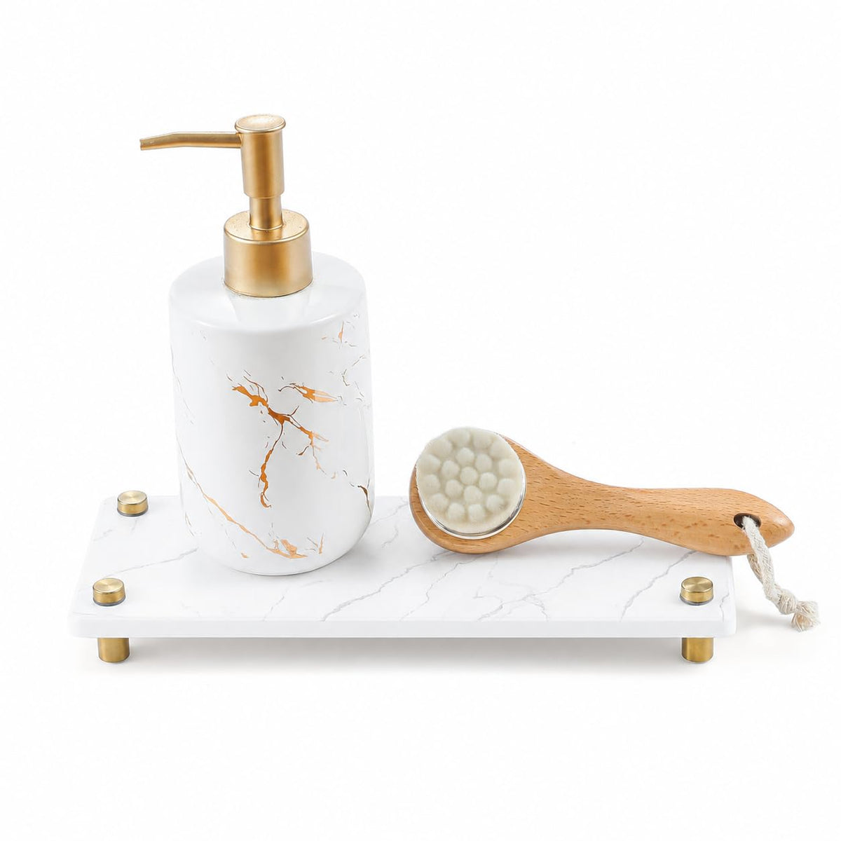White Marble Pattern Style Water Absorbing Stone Sink Caddy