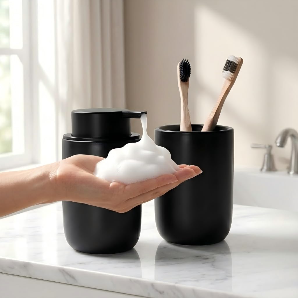 Soap Dispenser and Toothbrush Holder Set (2 Count)