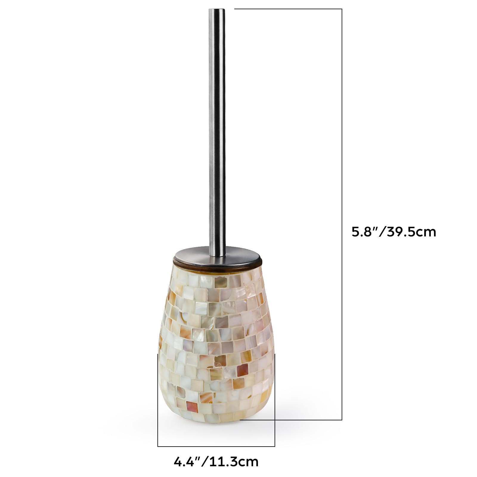 Natural Shell Toilet Brush and Holder Set Mosaic Glass