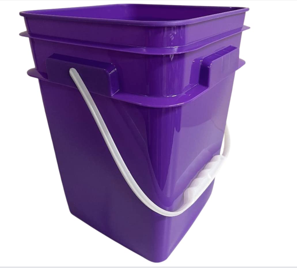 4 Gallon Square Food Grade Bucket Pail with Plastic Handles and Lid