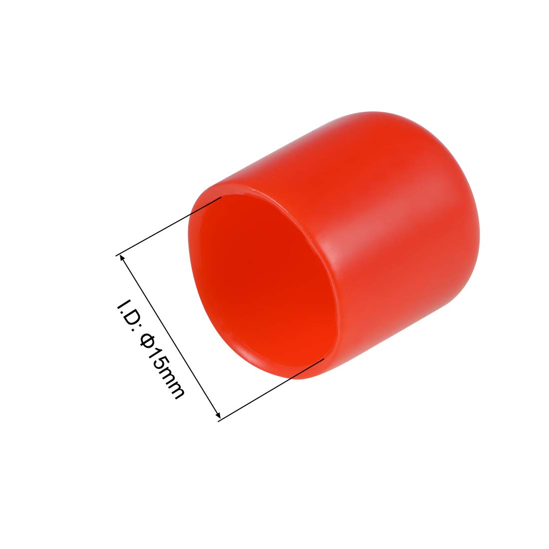 20pcs Rubber End Caps 15mm ID Vinyl Round Tube Bolt Cap Cover Thread Protectors Red (20 Count)