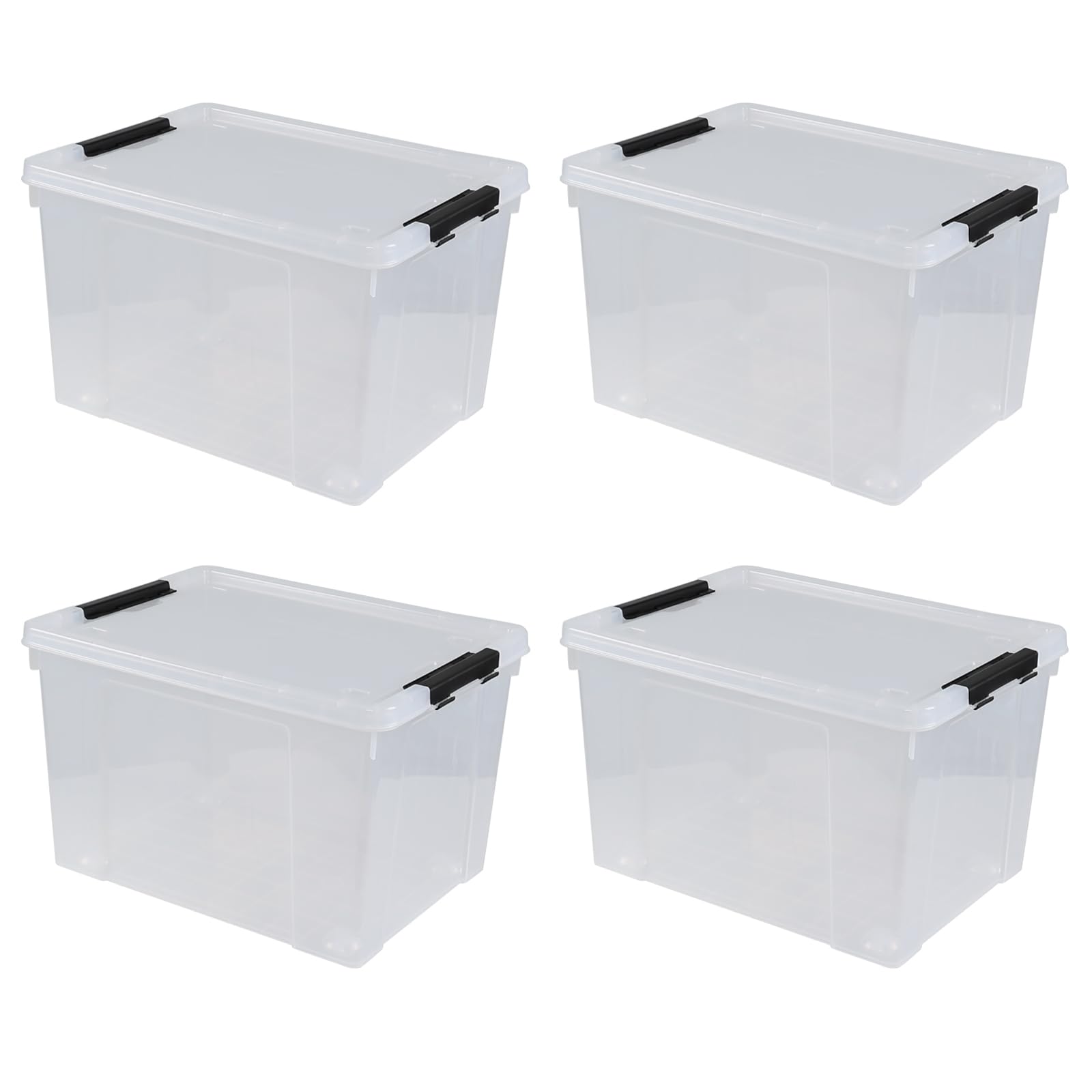 50 L Plastic Storage Bins with Latching Lids and Wheels (4 Count)
