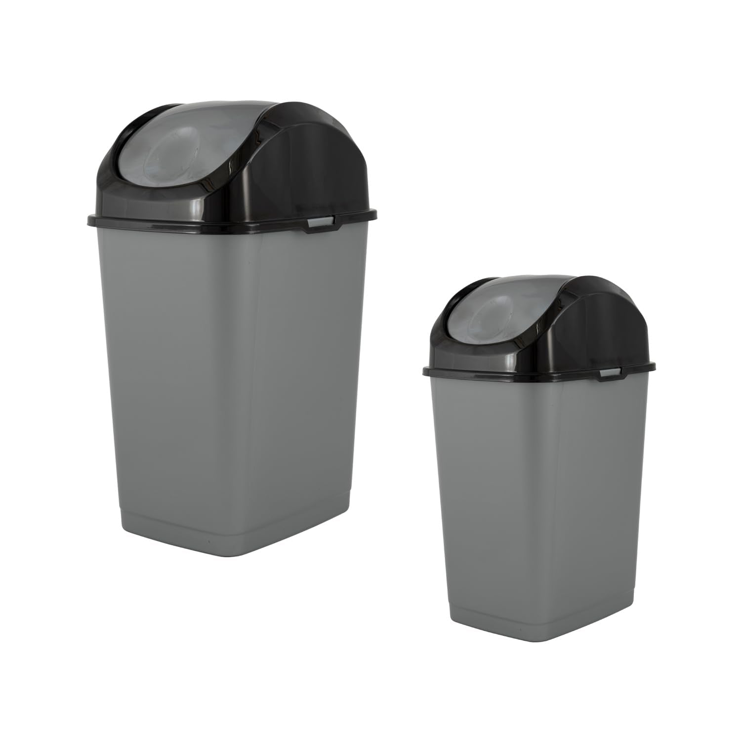 Mini 1.25 Gallon and Small 2.5 Gallon Plastic Trash Cans with Swing Top Lid (2 Count)