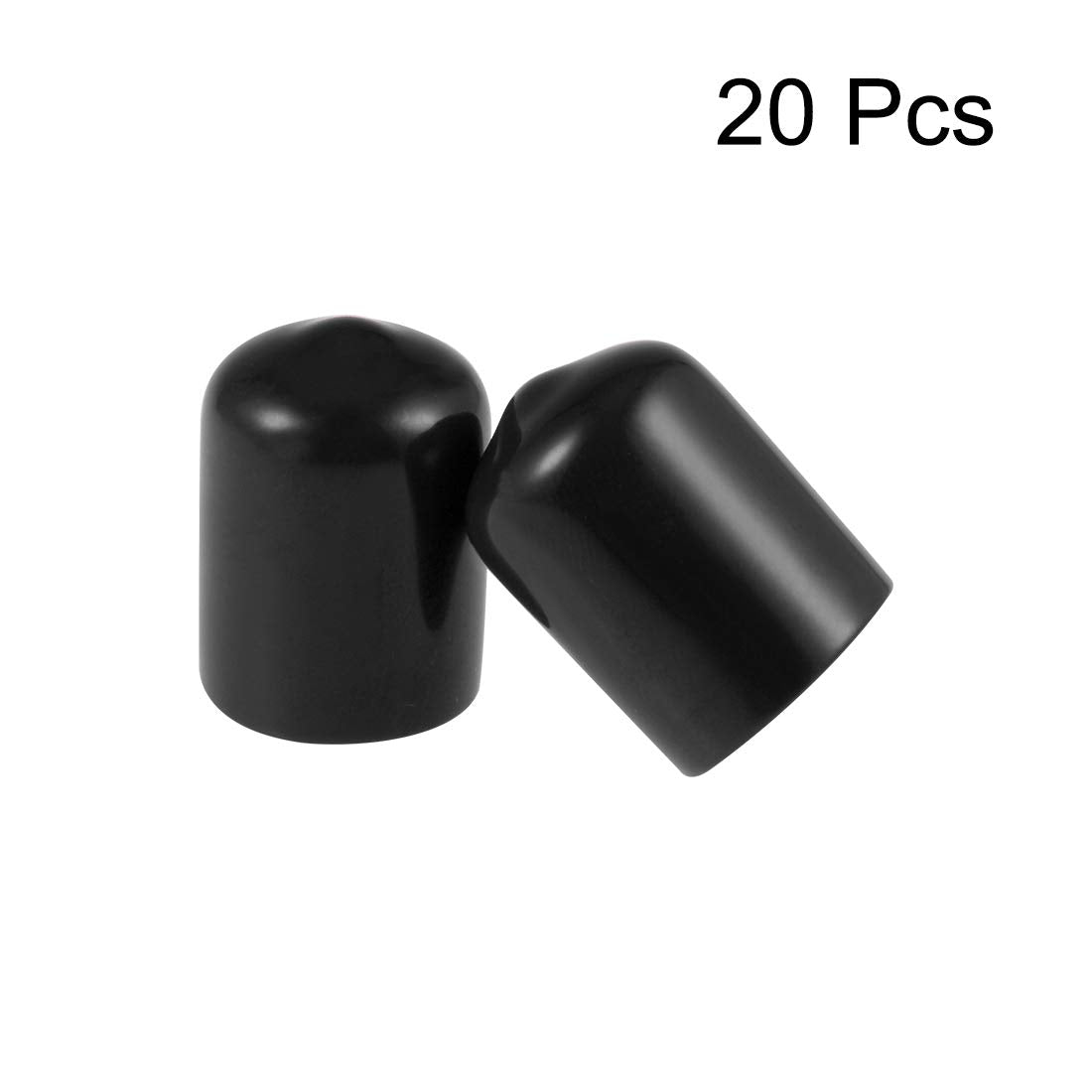 20pcs Rubber End Caps 14mm ID Vinyl Round Tube Bolt Cap Cover Thread Protectors Black (20 Count)