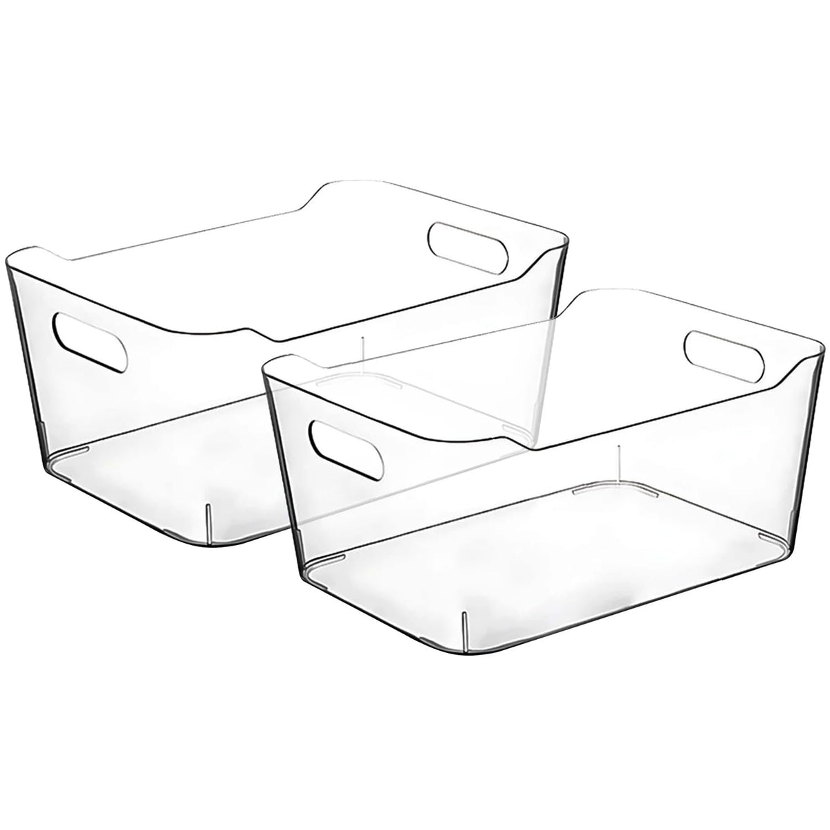 Clear Plastic Storage Bins for Kitchen Organization or Pantry Organizers and Storage (2 Count)