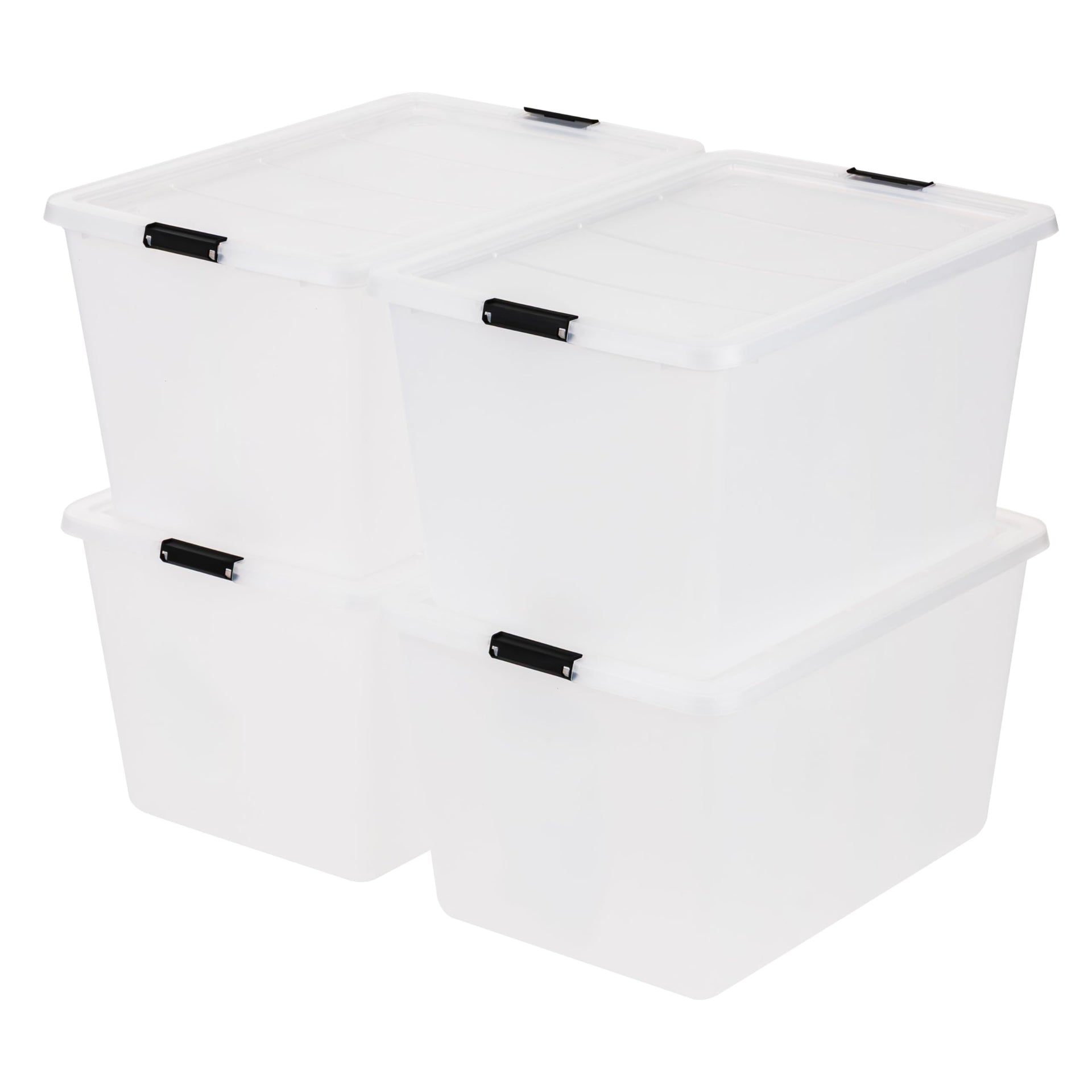 4 Pack 55 Quart Clip Box with Latching Lid (4 Count)