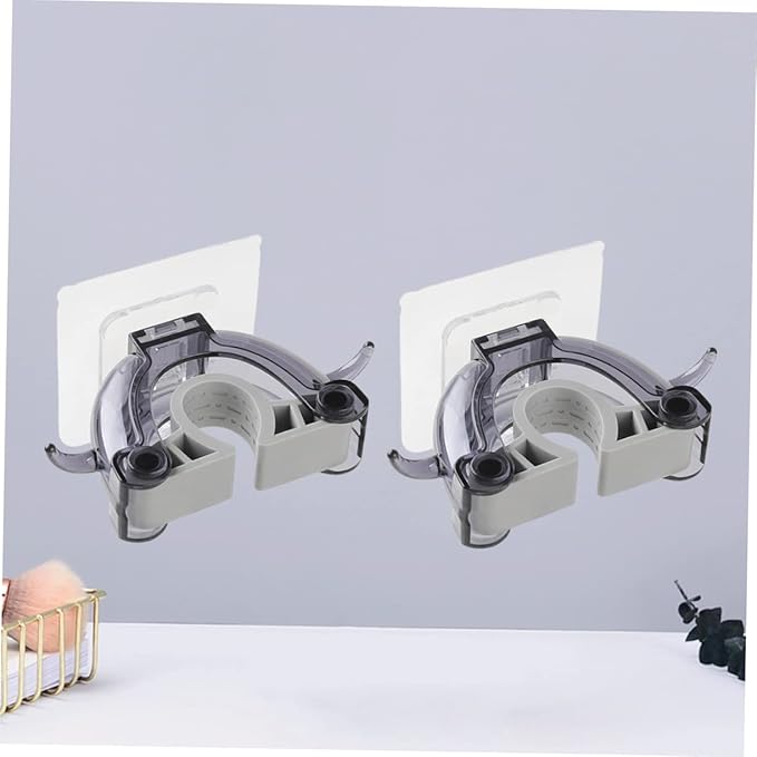 2pcs Wall Mounted Mop Holder Clip Seamless Broom Hanger for Home Kitchen Bathroom Organizer Plastic Design Installation Black