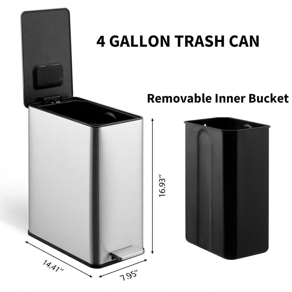 15 L Kitchen Step Trash Can