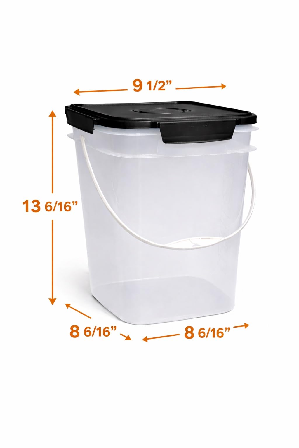4 Gallon Square Food Grade Bucket Pail with Plastic Handles and Lid