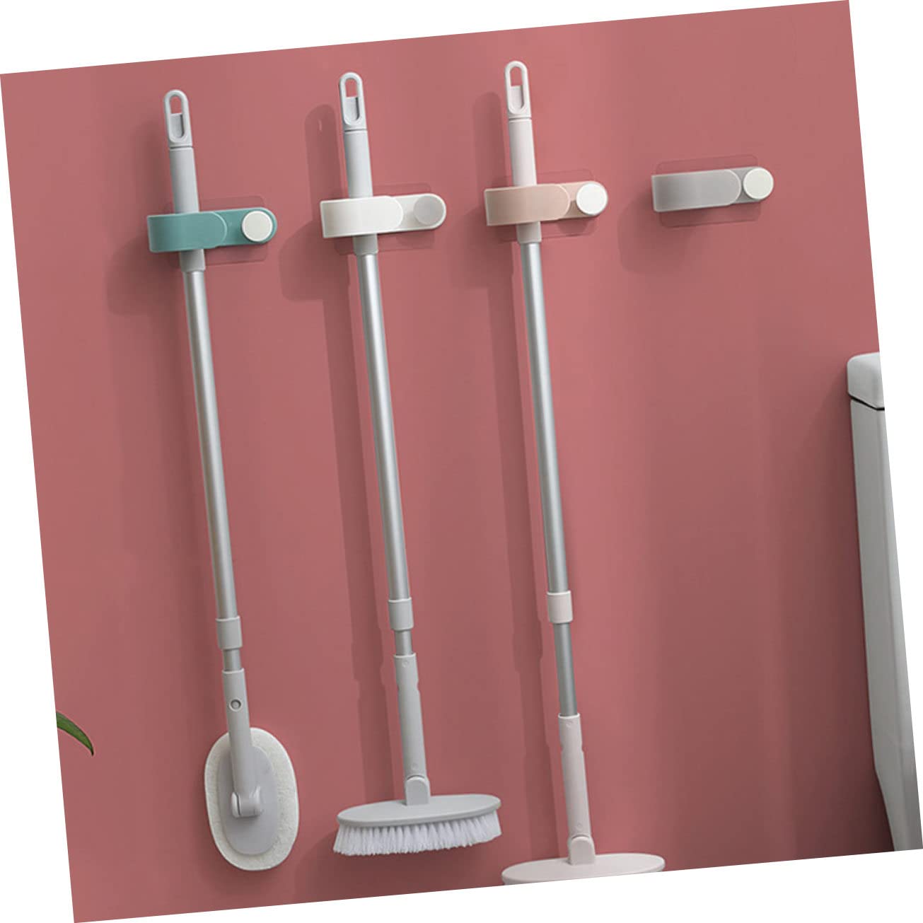 2pcs Punch Mop Hanger and Broom Hook Easy to Install Wall