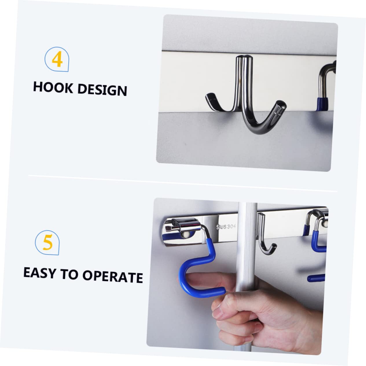 Stainless Steel Mop and Broom Holder Wall