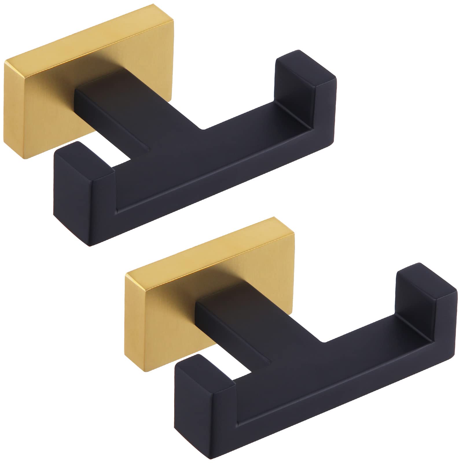 Double Towel Hook Black and Gold (2 Count)