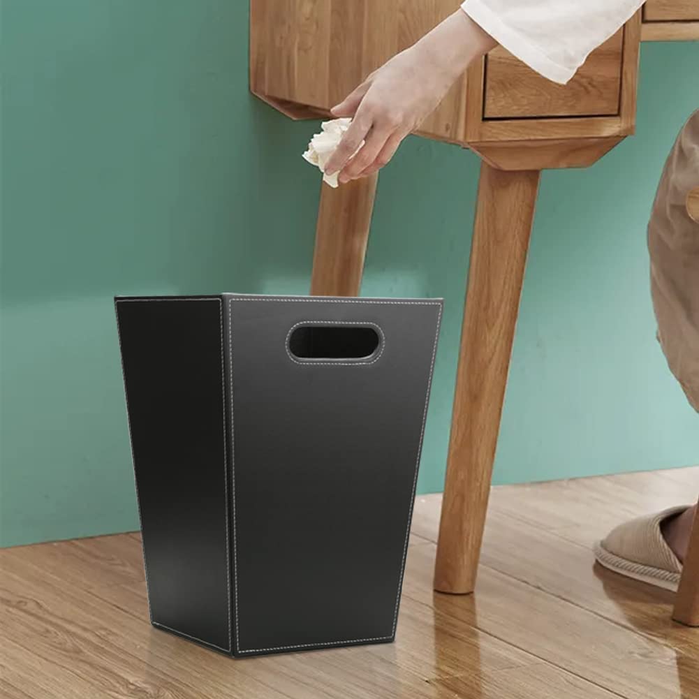 Classic Pu Leather Trash Can Wastebasket
