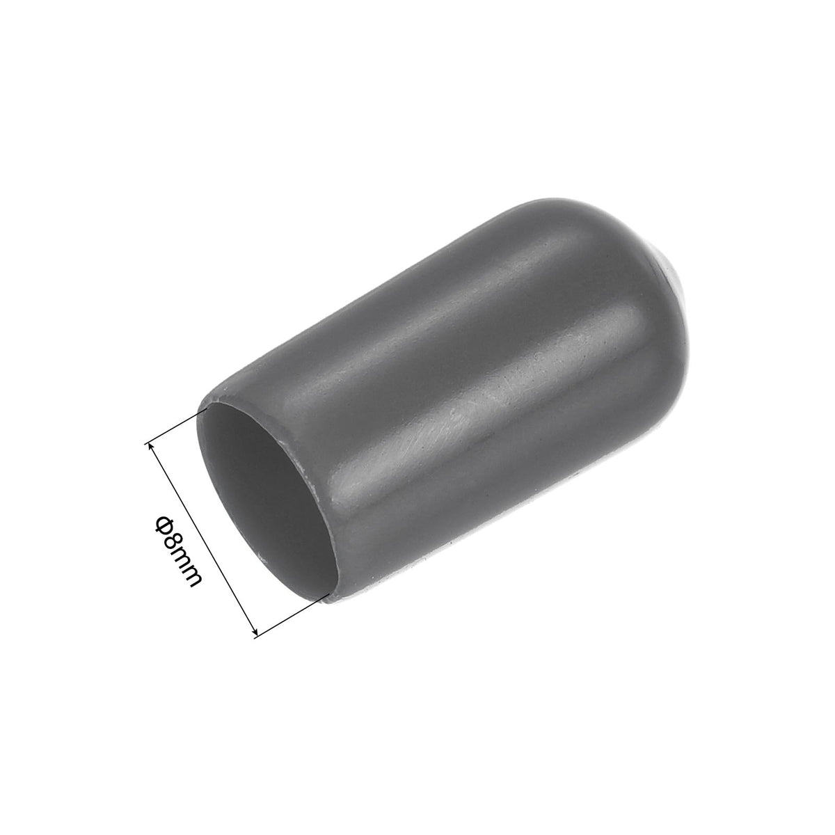 20pcs Rubber End Caps 8mm ID Vinyl PVC Round Tube Bolt Cap Cover Screw Thread Protectors Dark Grey