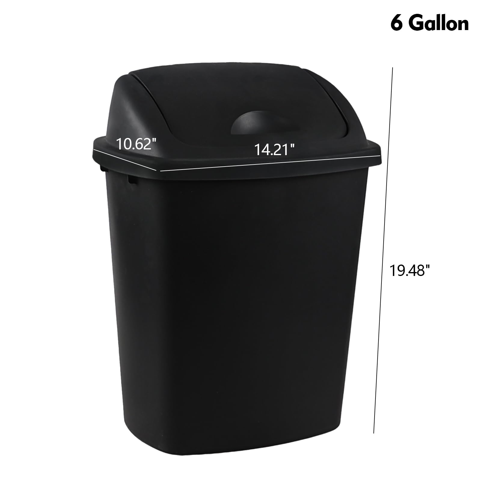 6 Gallon Plastic Garbage Cans with Swing Lid (4 Count)
