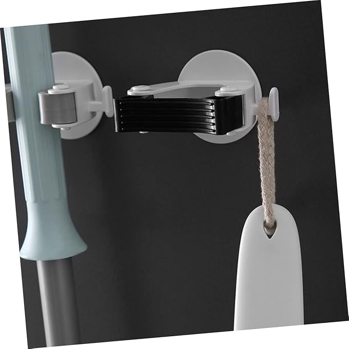 3Pcs Wall Mounted Broom Mop Holder No Drill Sundries Organizer with Adhesive Hooks Heavy Duty TPR Design for Bathroom Kitchen Garage and Living Storage