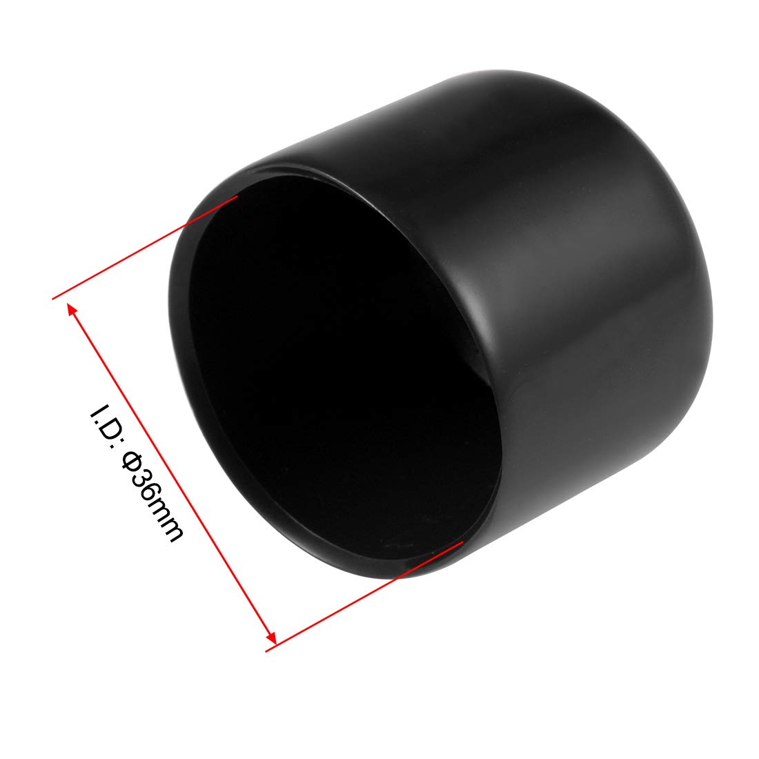 20pcs Rubber End Caps 36mm ID Vinyl Round Tube Bolt Cap Cover Thread Protectors Black (20 Count)