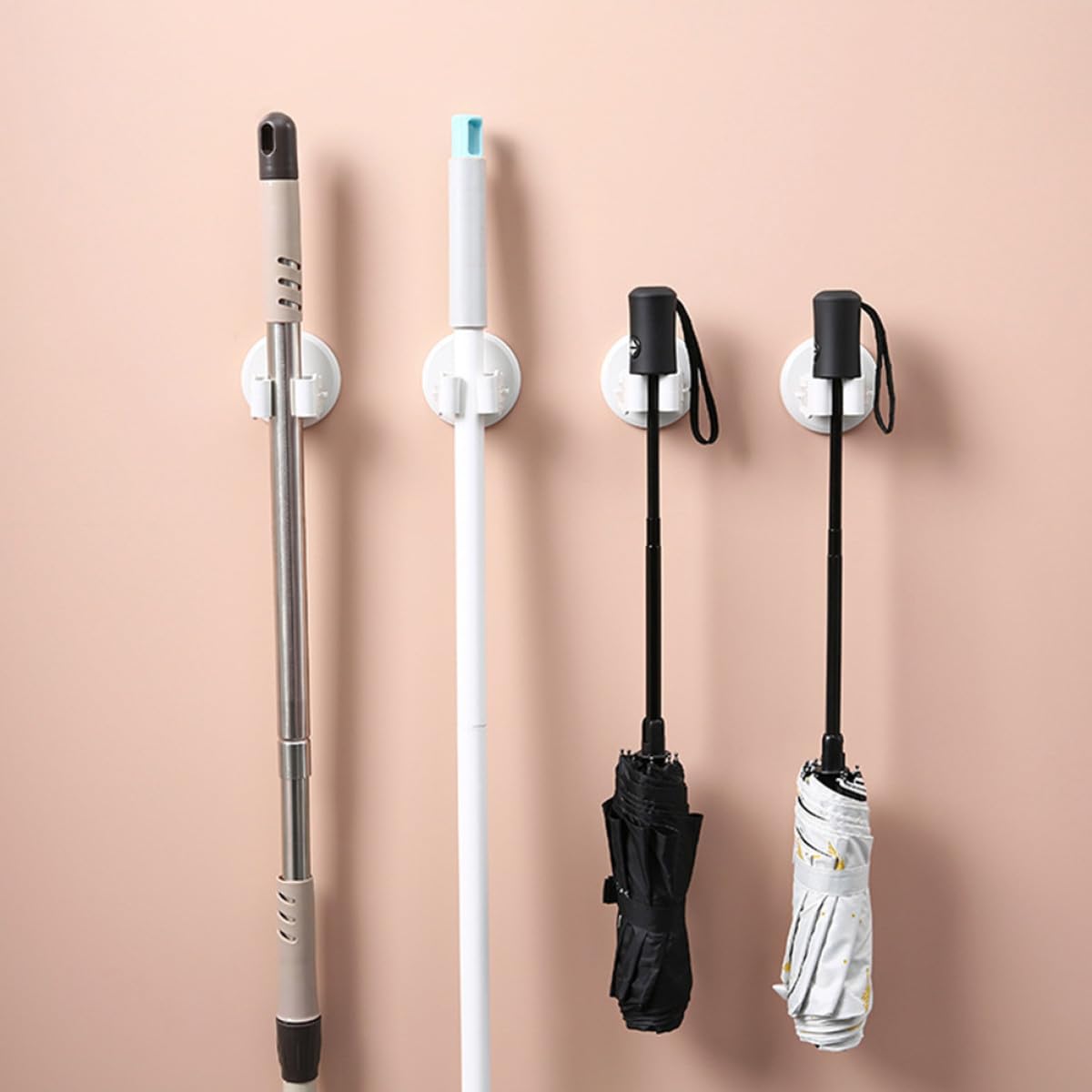3pcs White Mop Broom Holder Wall