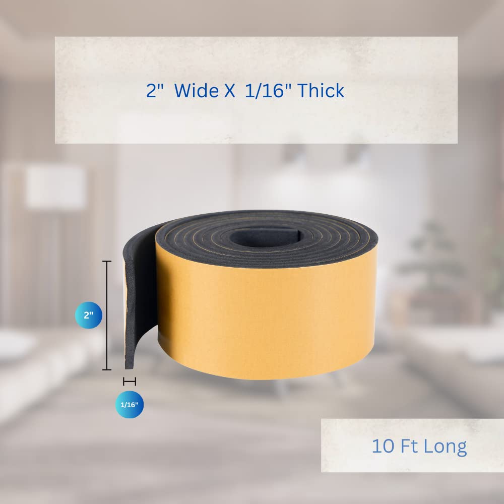 High Density Foam Weather Stripping Door Seal Strip Insulation Tape Roll for Insulating Door Frame (10 Foot)