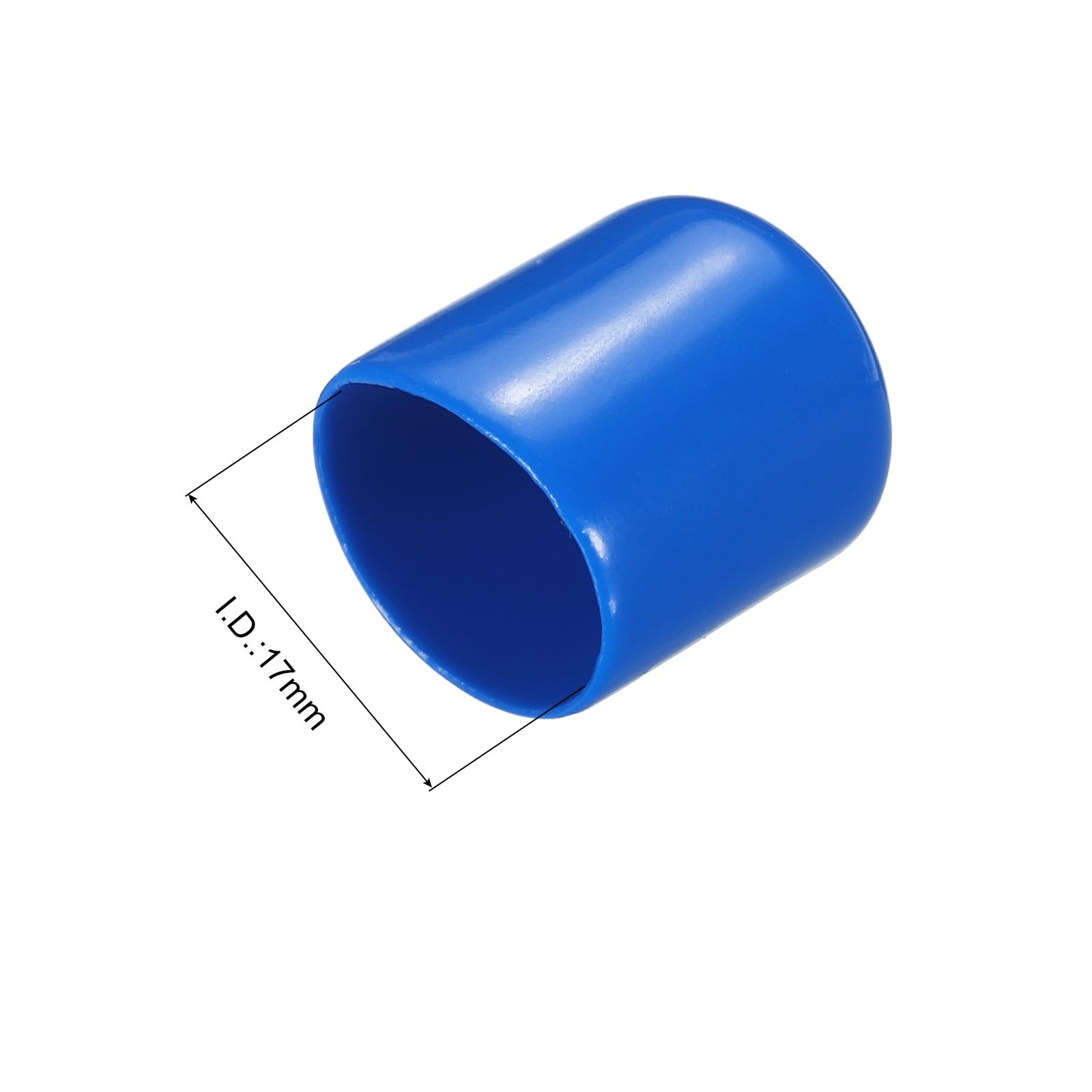 20pcs Rubber End Caps 17mm ID Vinyl PVC Round Tube Bolt Cap Cover Screw Thread Protectors Blue