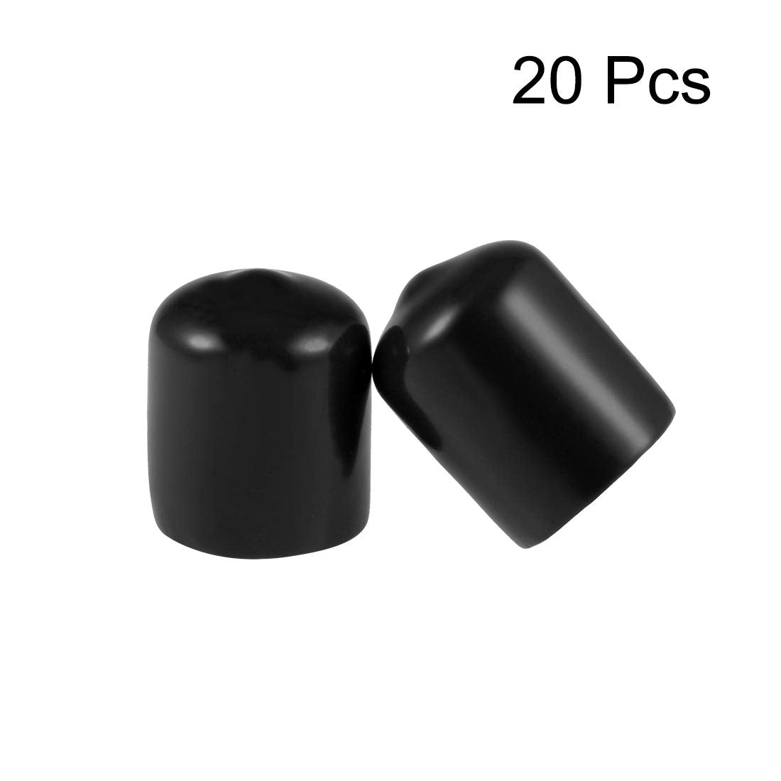 20pcs Rubber End Caps 16mm ID Vinyl Round Tube Bolt Cap Cover Thread Protectors Black (20 Count)