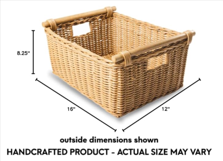Pole Handle Wicker Storage Basket