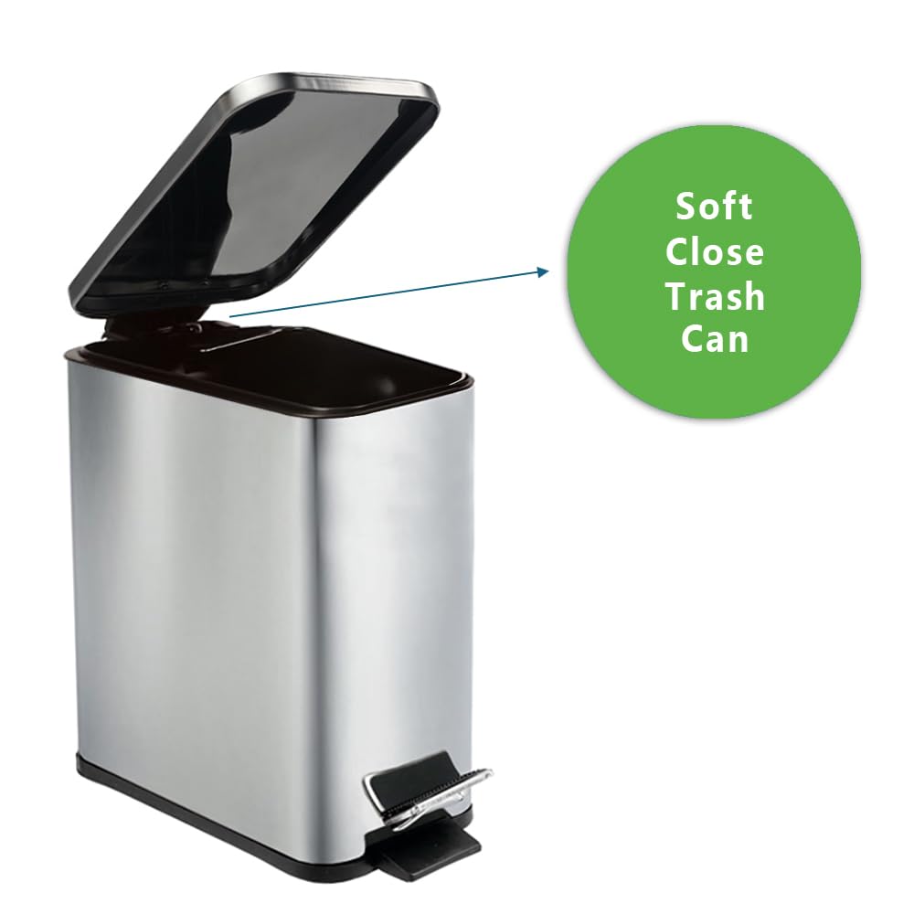Stainless Steel Small Trash Can with Lid & Step Pedal