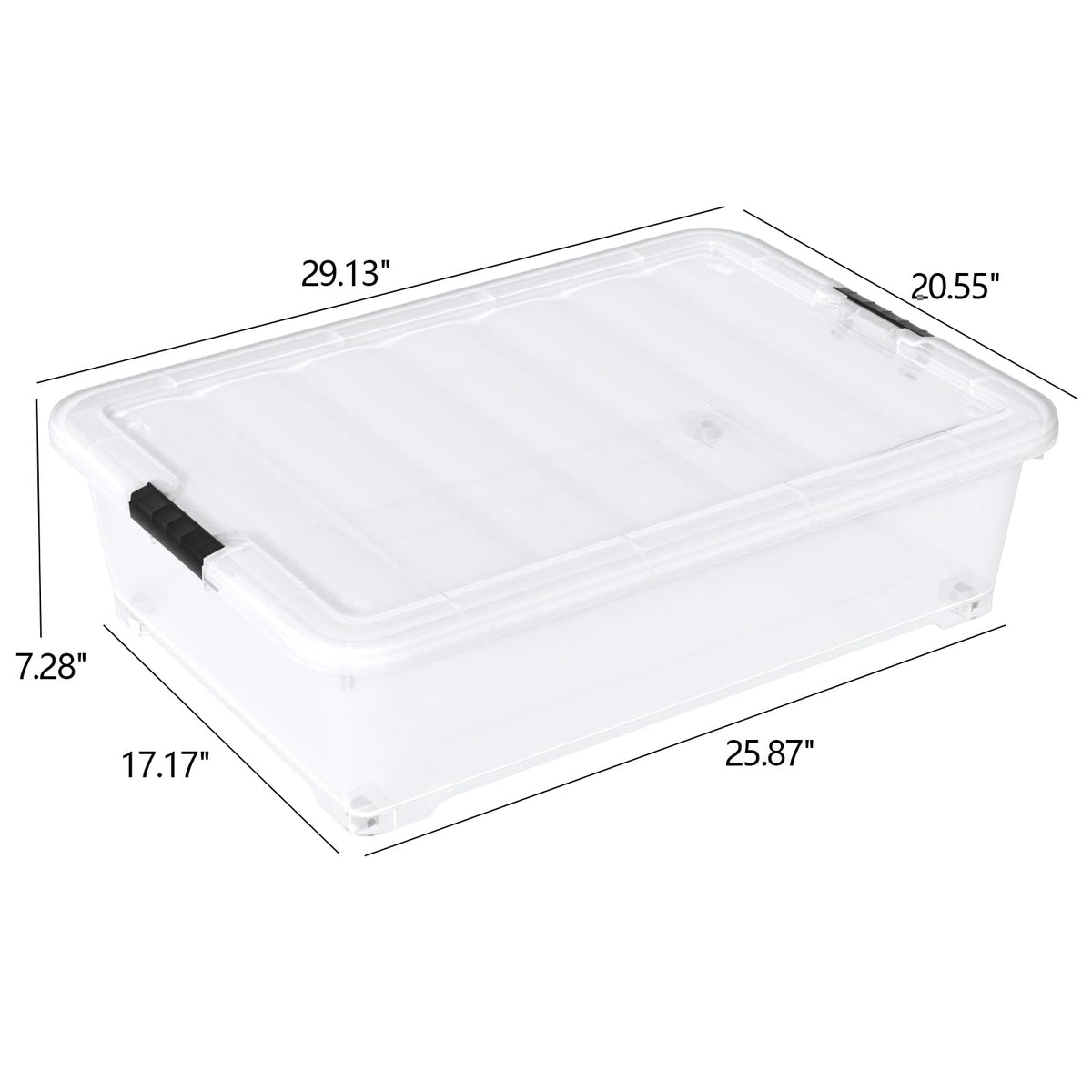 50 Quart Large Clear Under Bed Storage Bins with Wheels (3 Count)
