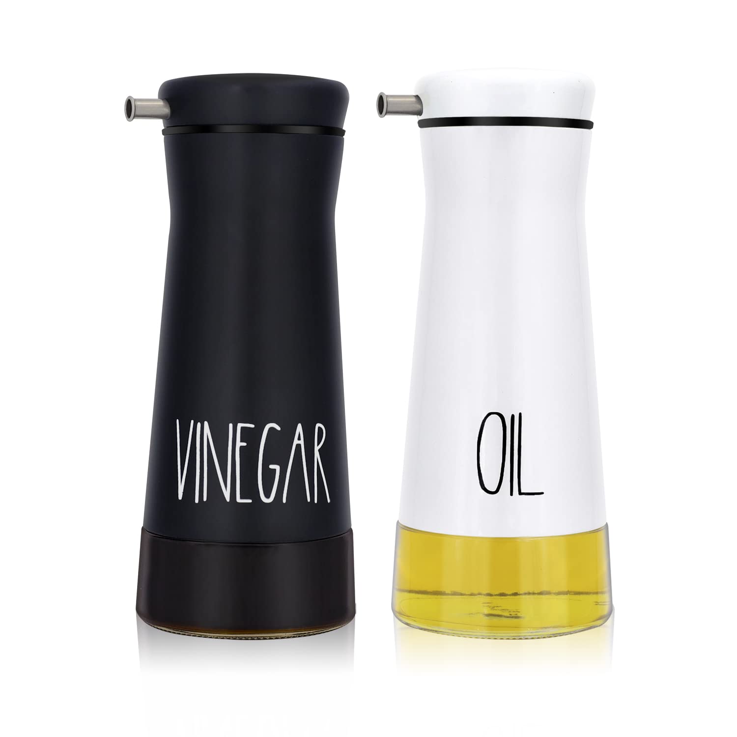 Black and White Oil And Vinegar Dispenser Set (2 Count)