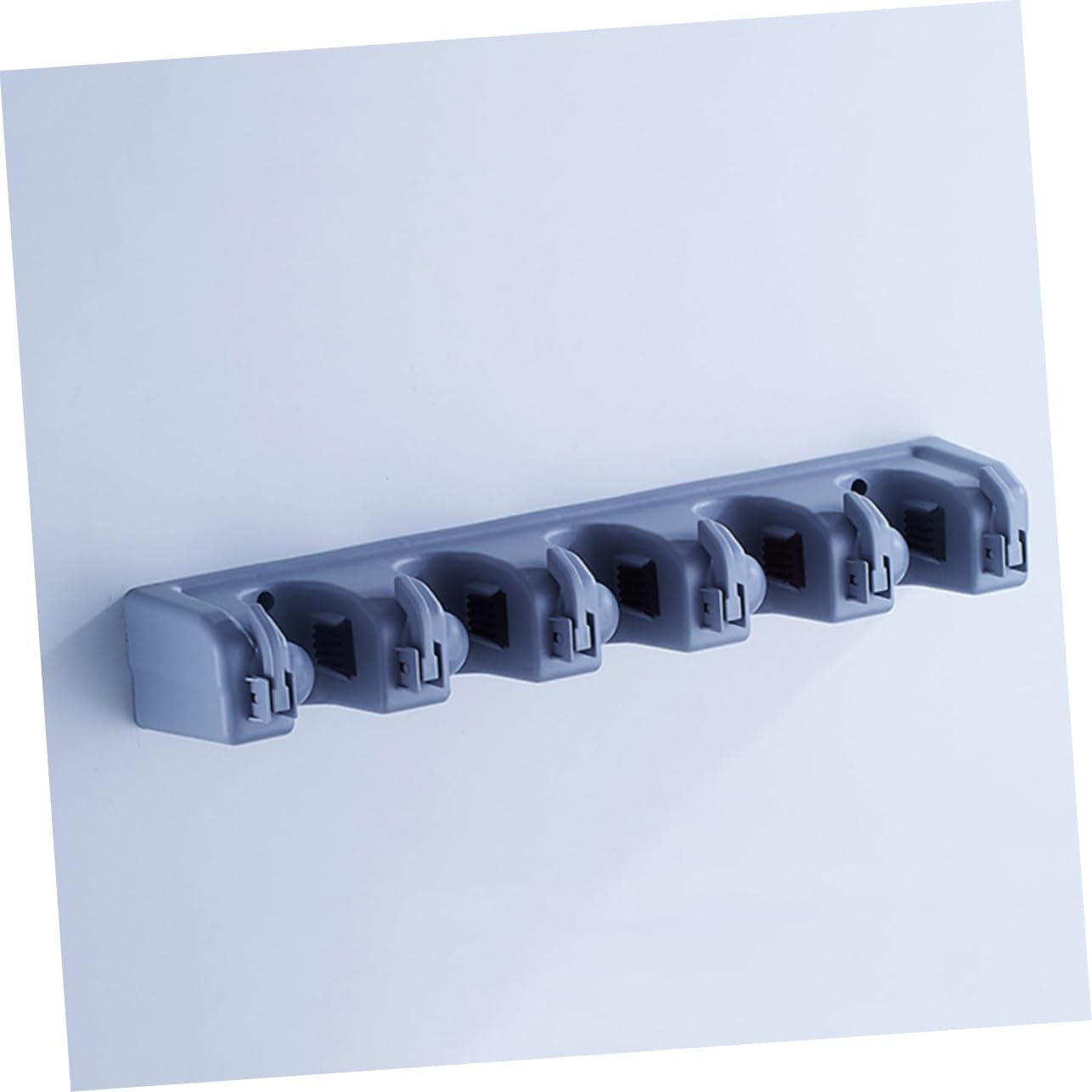 2pcs Multi purpose Wall Mounted Mop Organizer Positions and Hooks for Efficient Tool Storage for Bathroom Kitchen and Garage Use Easy Installation Sturdy Design Blue