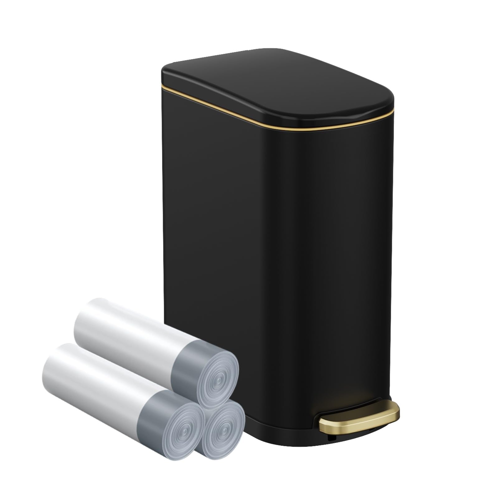 2.6 Gallon Slim Bathroom Trash Can with Soft Close Lid