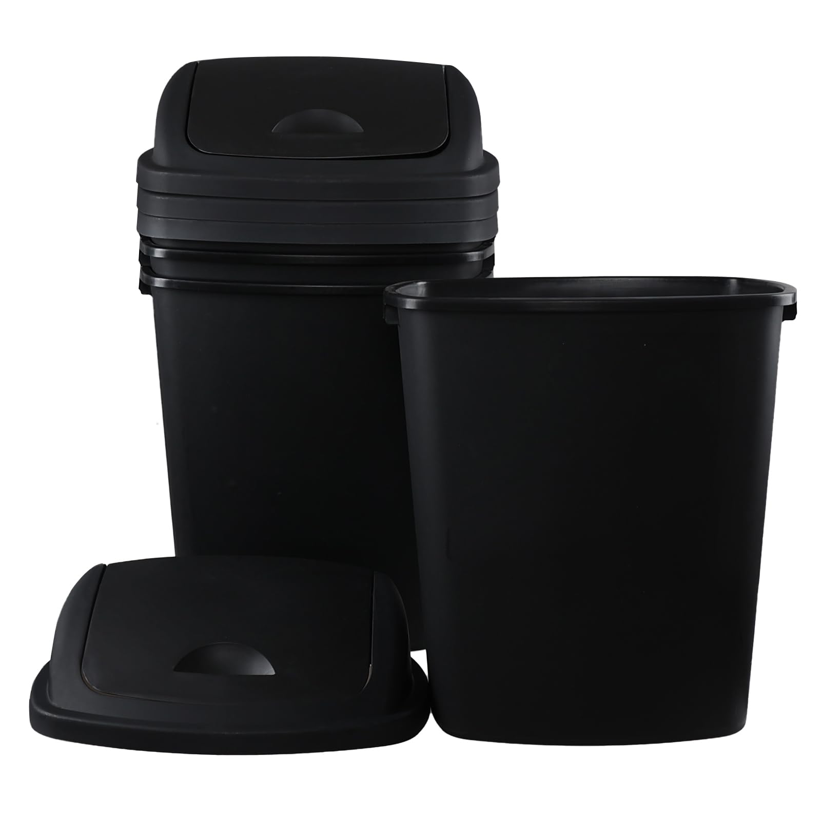18 Gallon Plastic Garbage Bin with Swing Lid (4 Count)