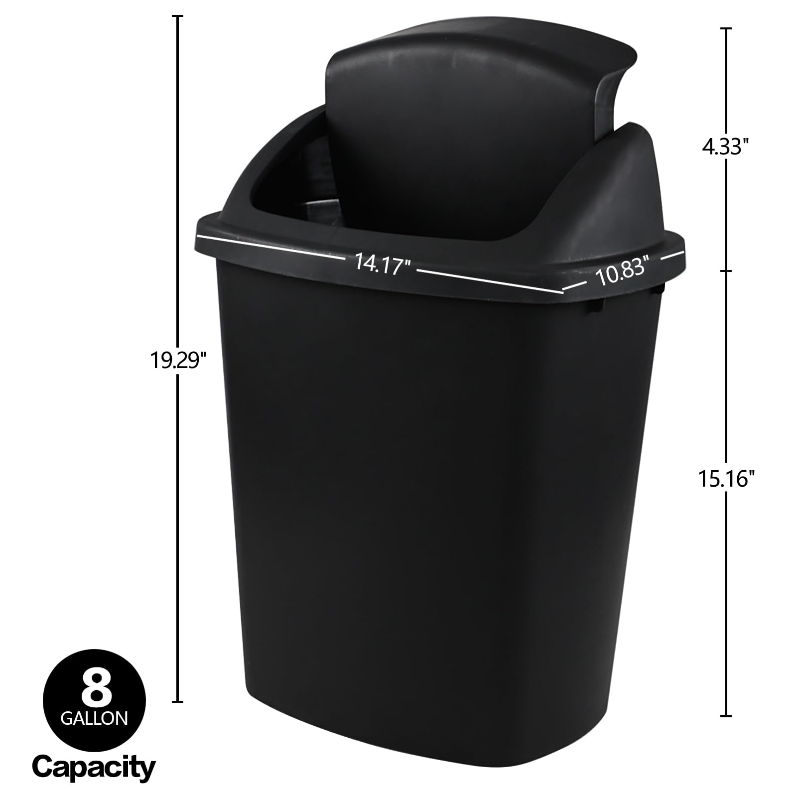 8 Gallon Swing Top Trash Can (4 Count)