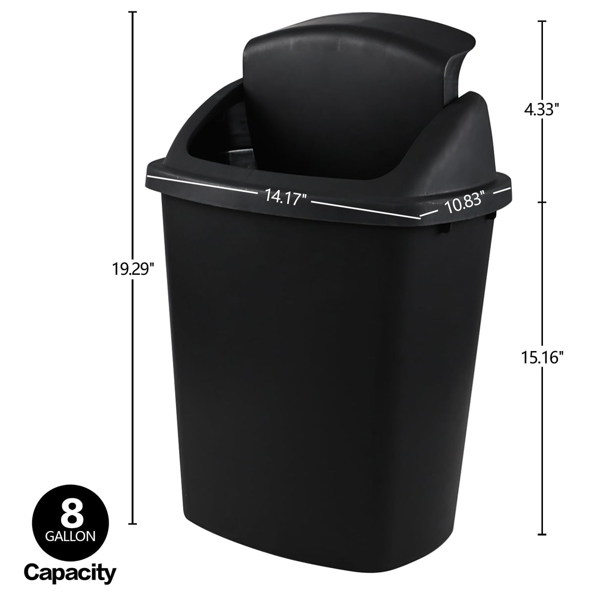 8 Gallon Swing Top Trash Can (4 Count)