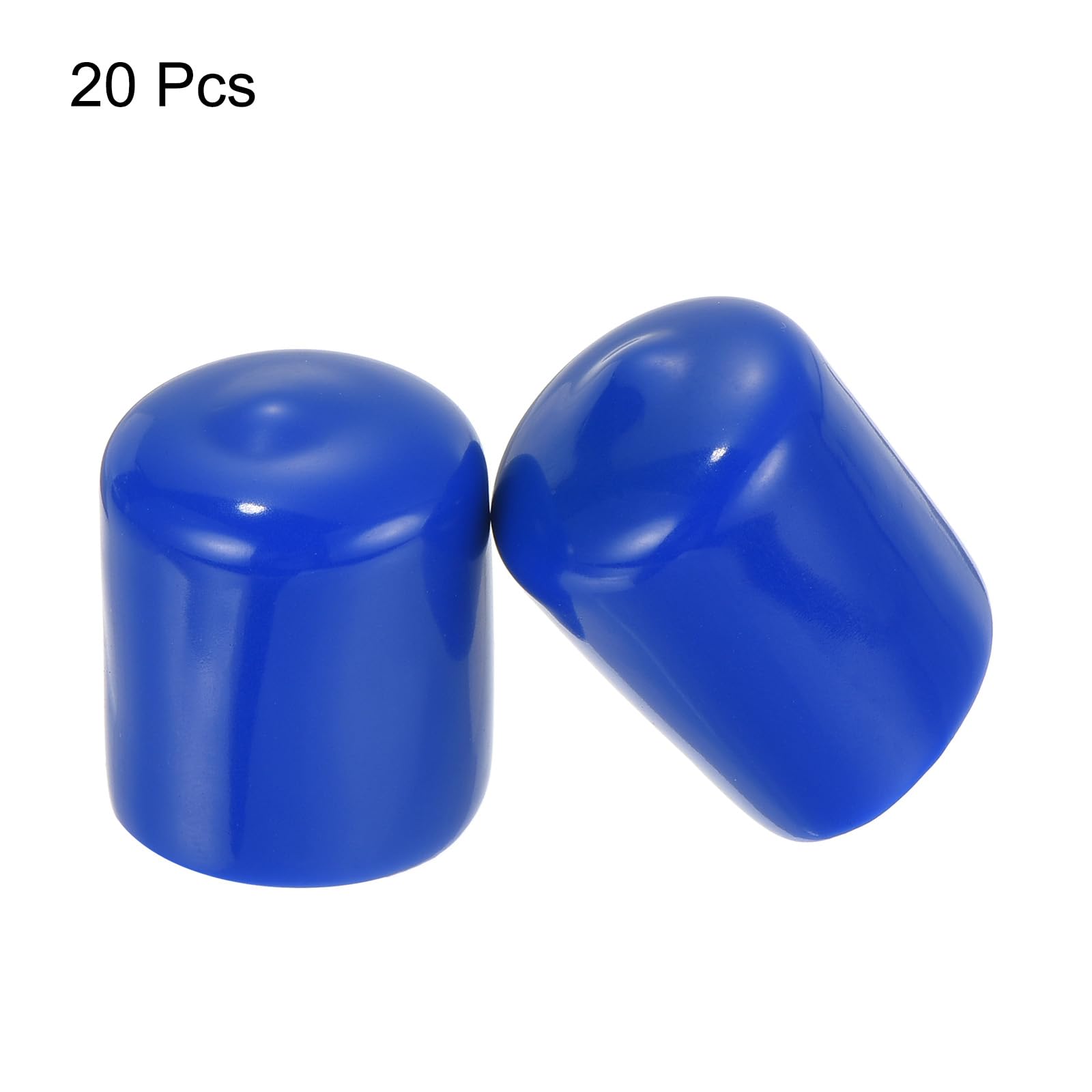 20pcs Rubber End Caps 22mm ID Vinyl Round Tube Bolt Cap Cover Screw Thread Protectors Blue