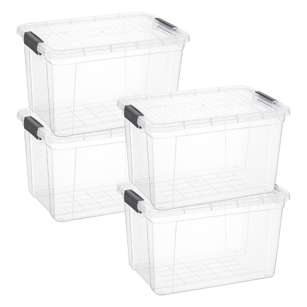 Clear Storage Boxes with Lids (4 Count)