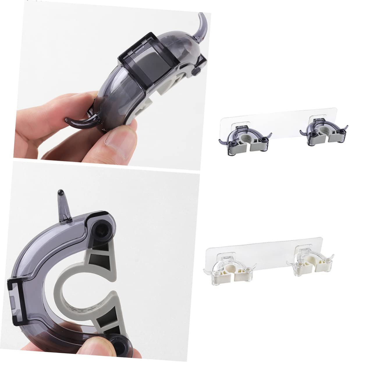 Plastic Mop Clip Double Buckles Broom Hanger Mop Hook Seamless Design Home Kitchen